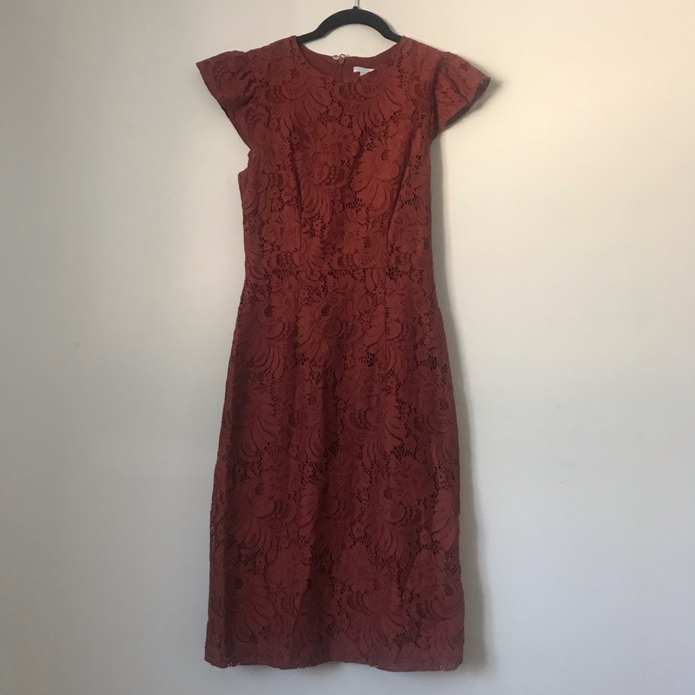 H&M Burgundy Lace Midi Dress